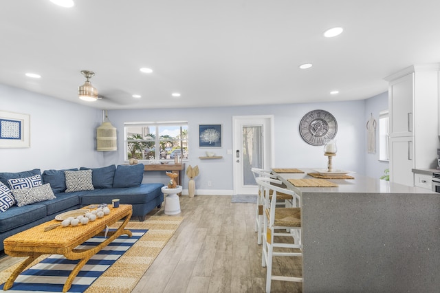 living room featuring light hardwood / wood-style flooring