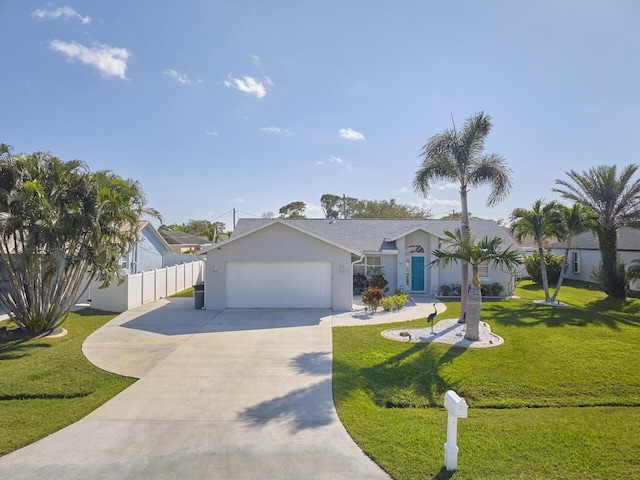 view of front facade featuring a garage and a front yard