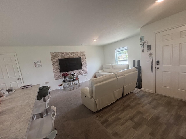 living room featuring dark hardwood / wood-style flooring