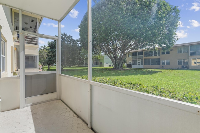 view of unfurnished sunroom