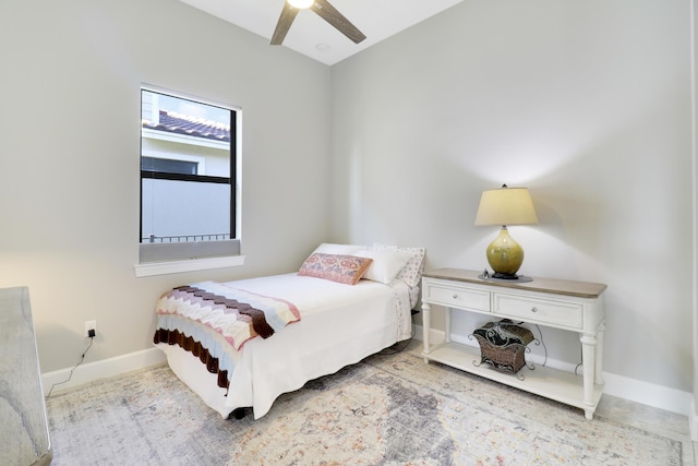 bedroom featuring ceiling fan