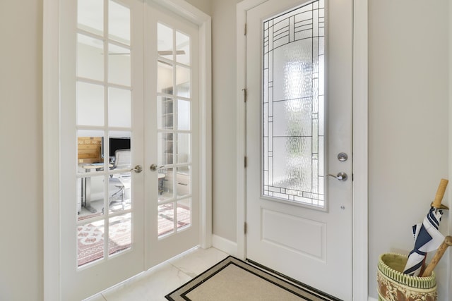 entryway featuring french doors