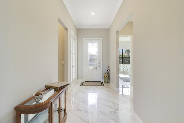 entryway with ornamental molding