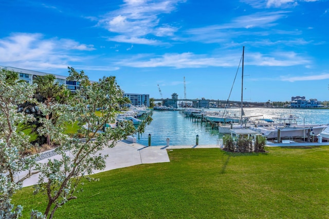 view of water feature featuring a dock