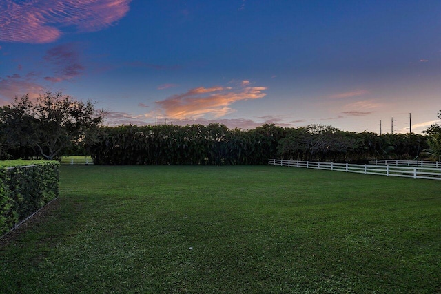 view of yard at dusk