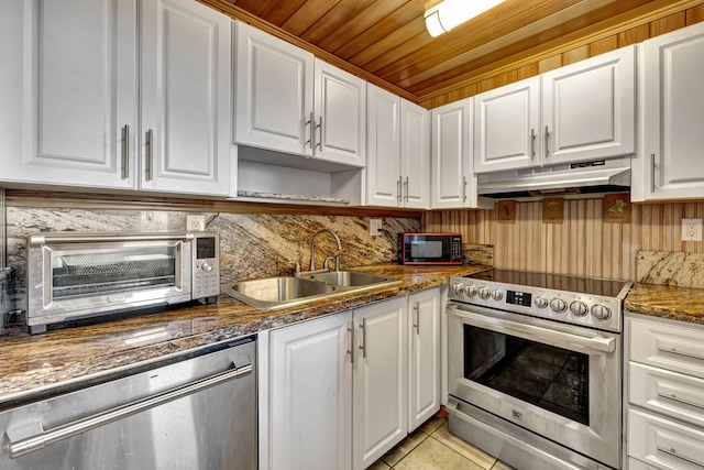 kitchen with white cabinetry, sink, and appliances with stainless steel finishes