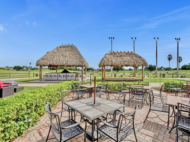 view of patio / terrace featuring a gazebo