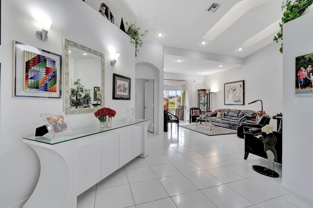 interior space with light tile patterned flooring