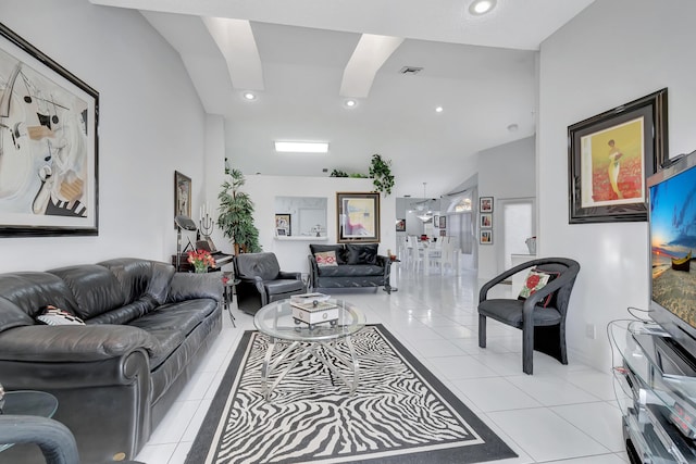 view of tiled living room