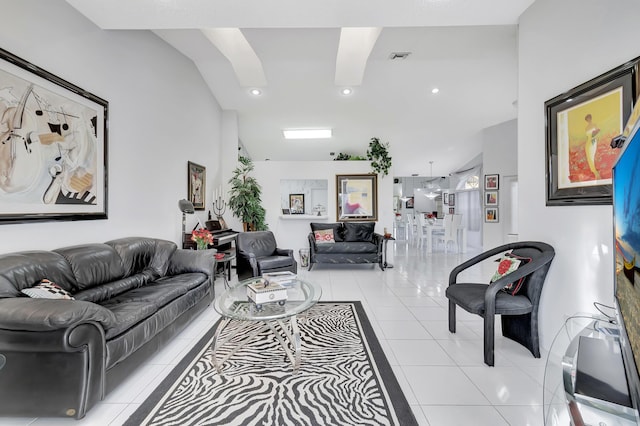 view of tiled living room