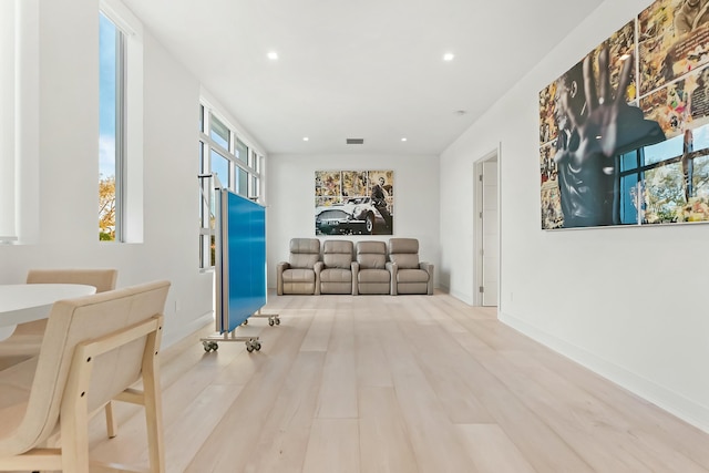 hallway with wood-type flooring