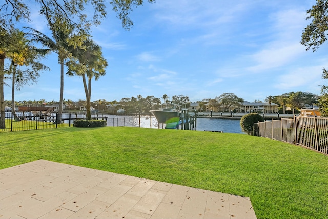 view of yard with a water view