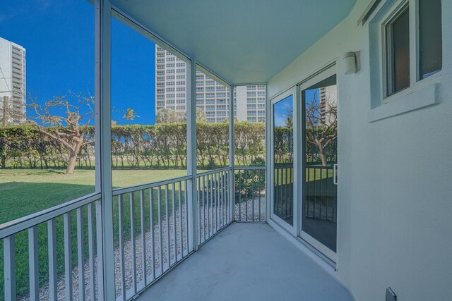 view of unfurnished sunroom