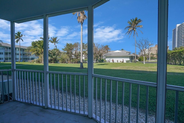 view of unfurnished sunroom