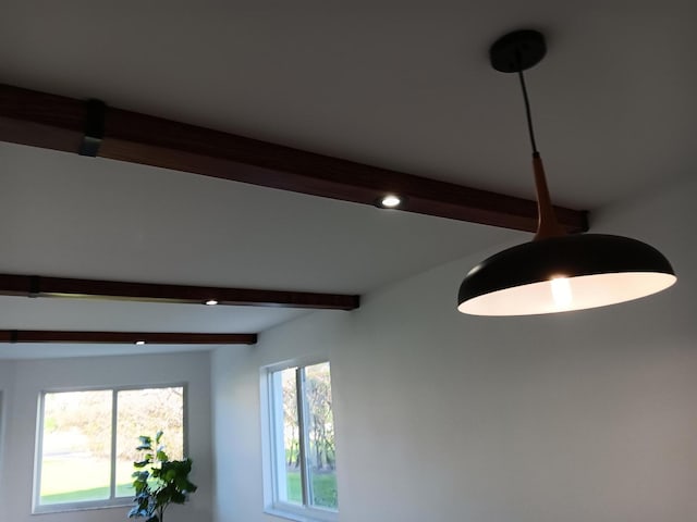 interior details featuring recessed lighting and beam ceiling