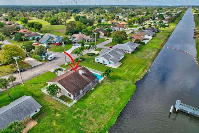 bird's eye view featuring a water view