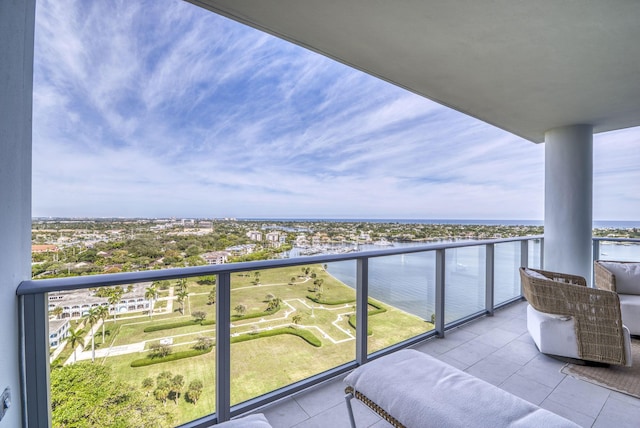 balcony with a water view