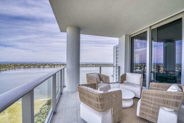 balcony with a water view