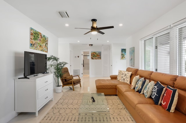 4448 SW 34th Ter, Dania Beach, FL 33312 - living area featuring ceiling fan and recessed lighting