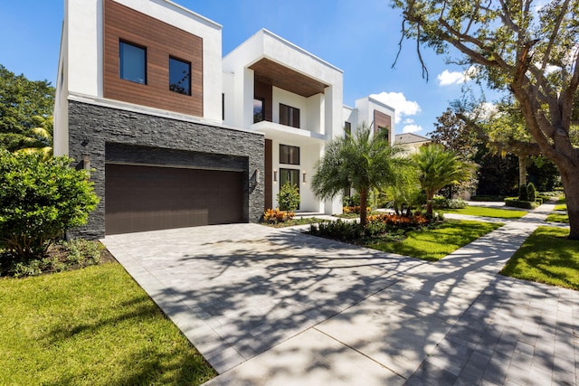 contemporary home with a garage