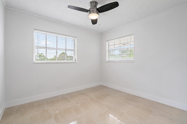 148 Yacht Club Dr Unit 12, North Palm Beach, FL 33408 - unfurnished room featuring healthy amount of natural light, a textured ceiling, and ceiling fan