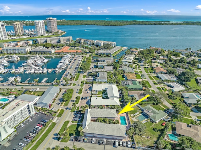 148 Yacht Club Dr Unit 12, North Palm Beach, FL 33408 - aerial overview of property's location featuring a nearby body of water and numerous boat docks