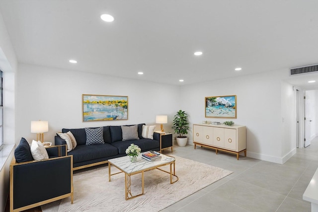 view of tiled living room