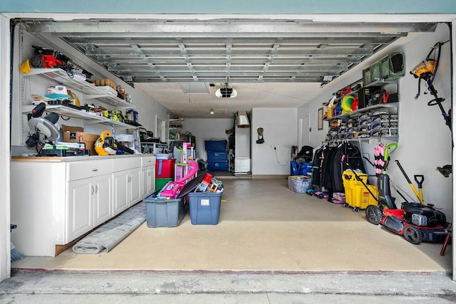 garage with a garage door opener