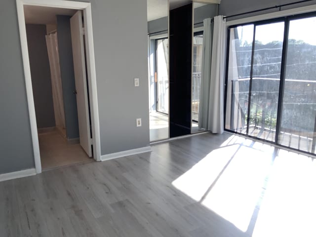 empty room with hardwood / wood-style flooring