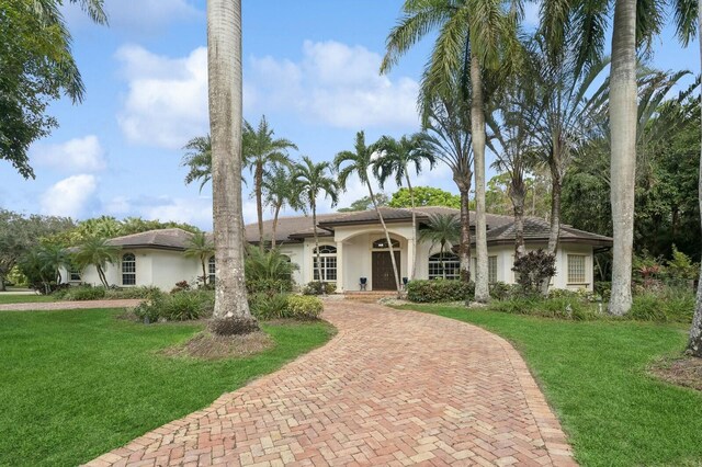 ranch-style home with a front yard