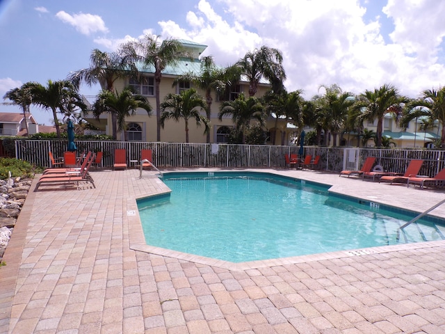 view of pool featuring a patio