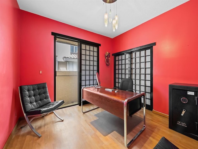 office featuring light hardwood / wood-style flooring