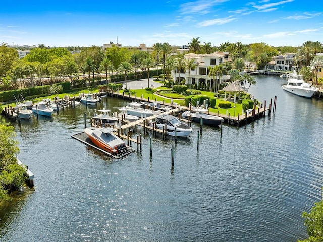 water view with a boat dock