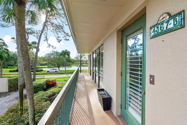 balcony with a water view