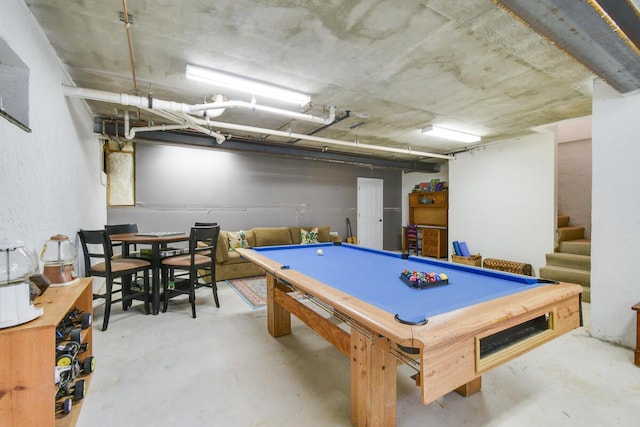 recreation room featuring concrete floors and billiards