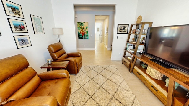 living room featuring light wood-type flooring