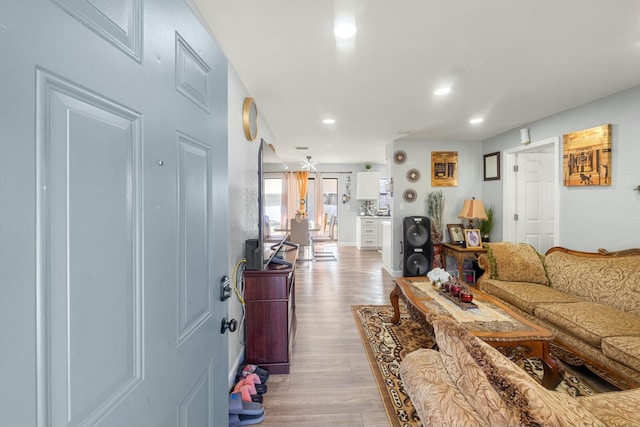 living room featuring light hardwood / wood-style floors