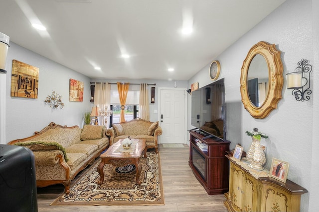 living room featuring light hardwood / wood-style floors