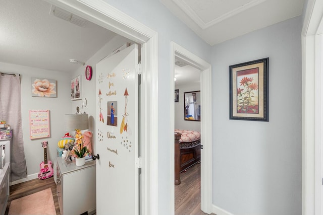 hallway with wood-type flooring