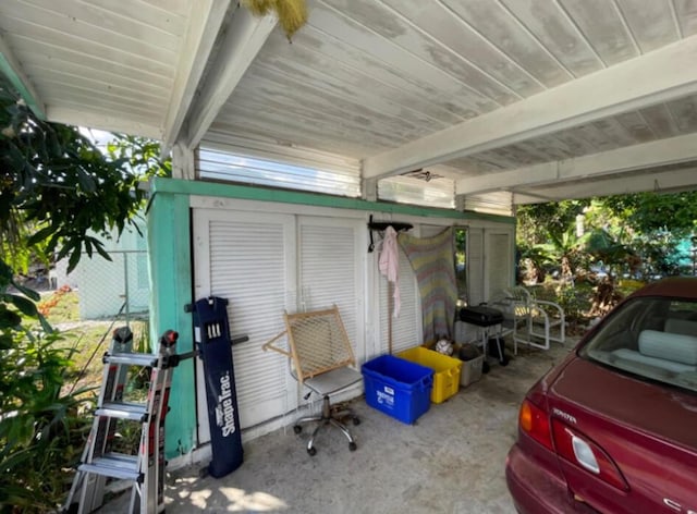 view of garage