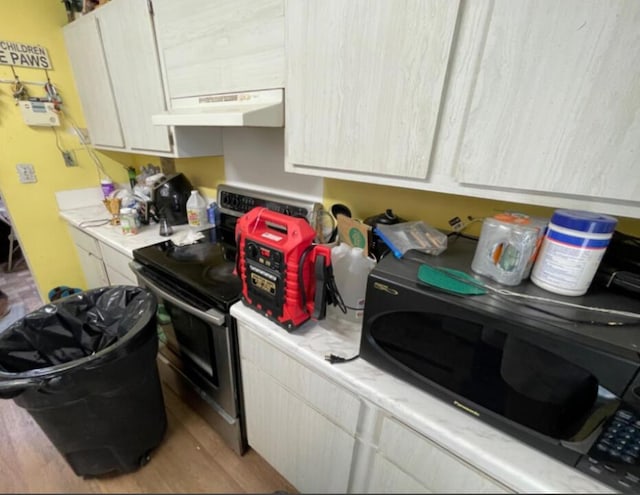 clothes washing area featuring wood-type flooring