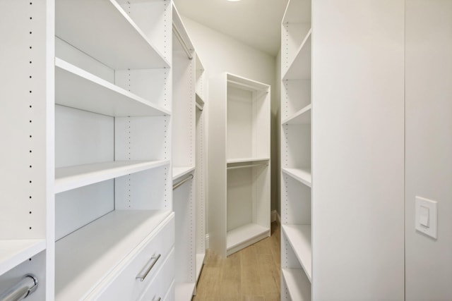 walk in closet featuring light hardwood / wood-style floors