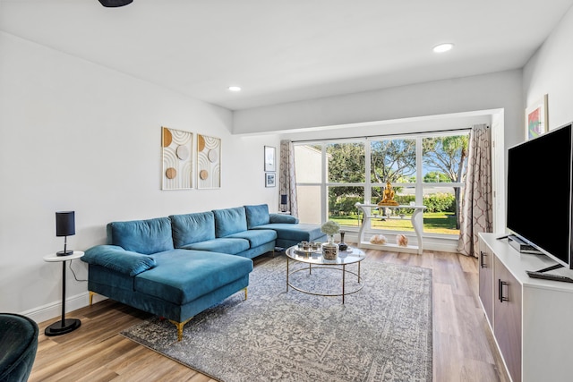 living room featuring light hardwood / wood-style flooring