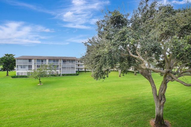 view of property's community featuring a lawn