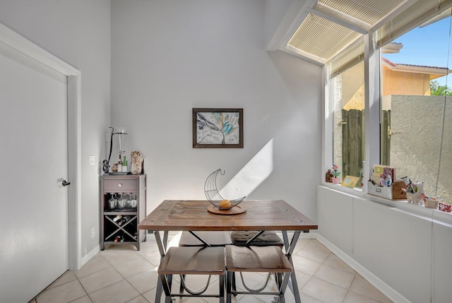 interior space featuring light tile patterned flooring