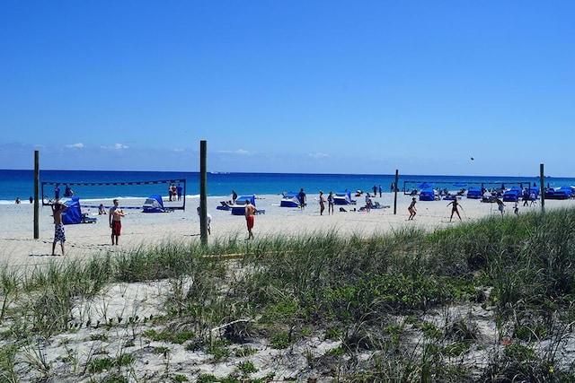 view of water feature featuring a view of the beach