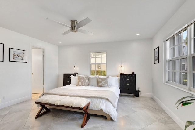 bedroom featuring ceiling fan