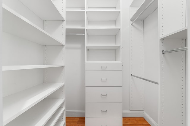 walk in closet featuring wood-type flooring