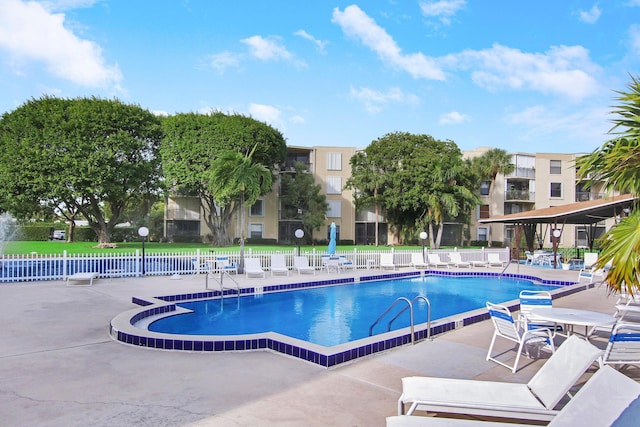 view of pool featuring a patio