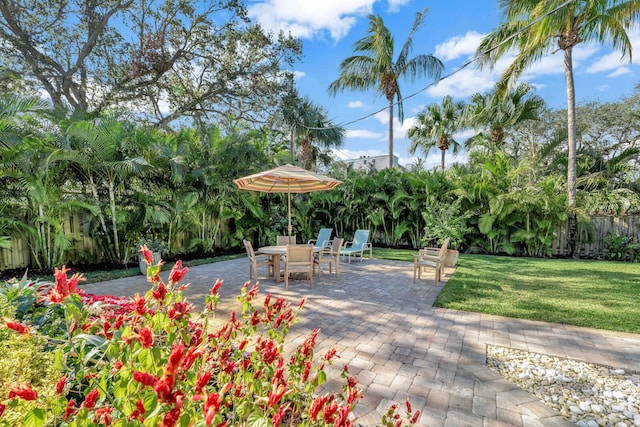 view of patio / terrace featuring fence